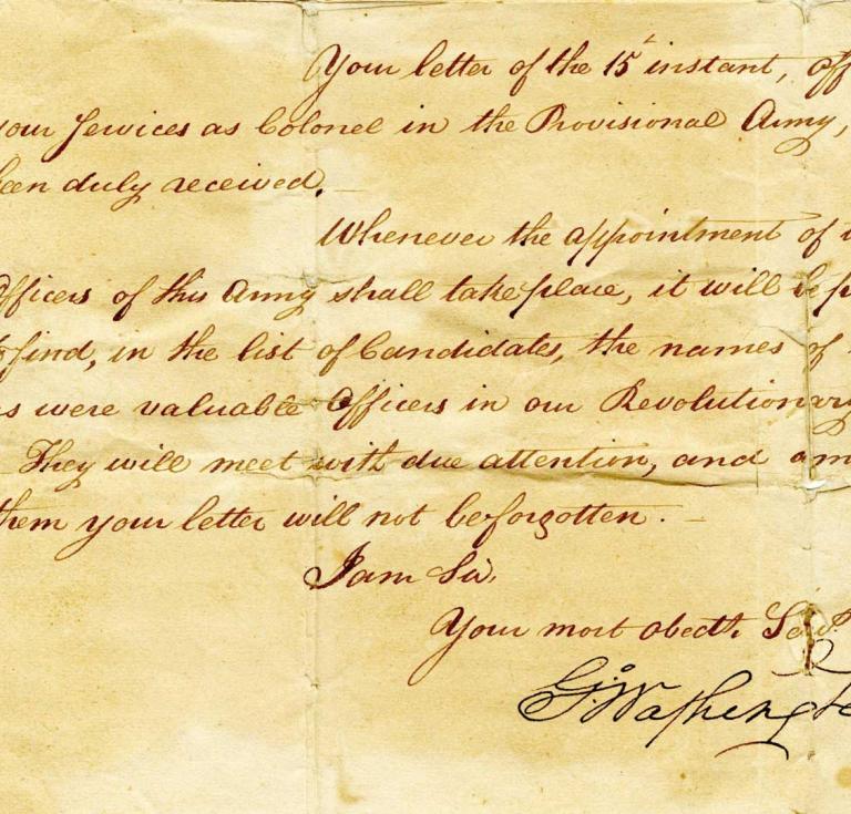 Washington's October 21, 1799 letter addressed to a Revolutionary War veteran