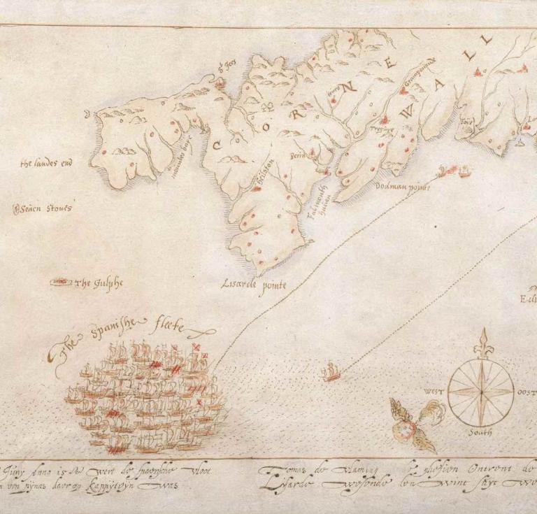 One of the Armada maps, here showing Cornwall
