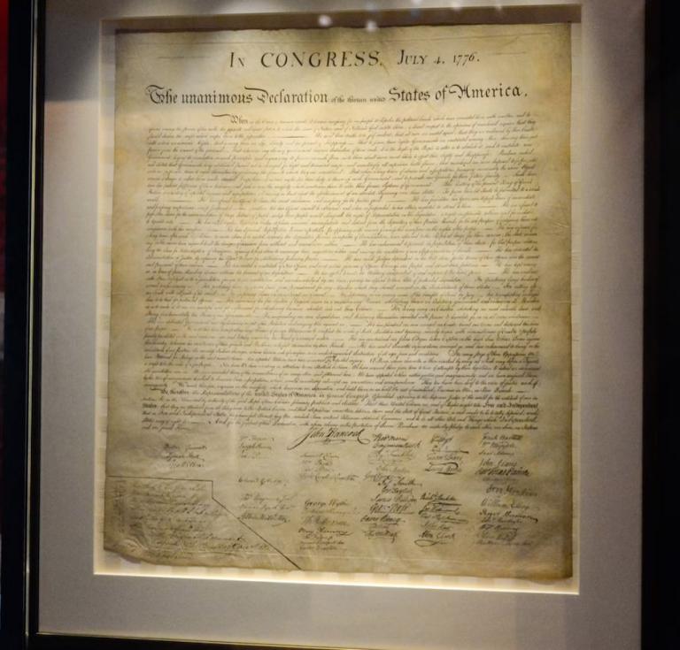 Declaration of Independence engraving by William Stone, on loan from DOI Holdings LLC