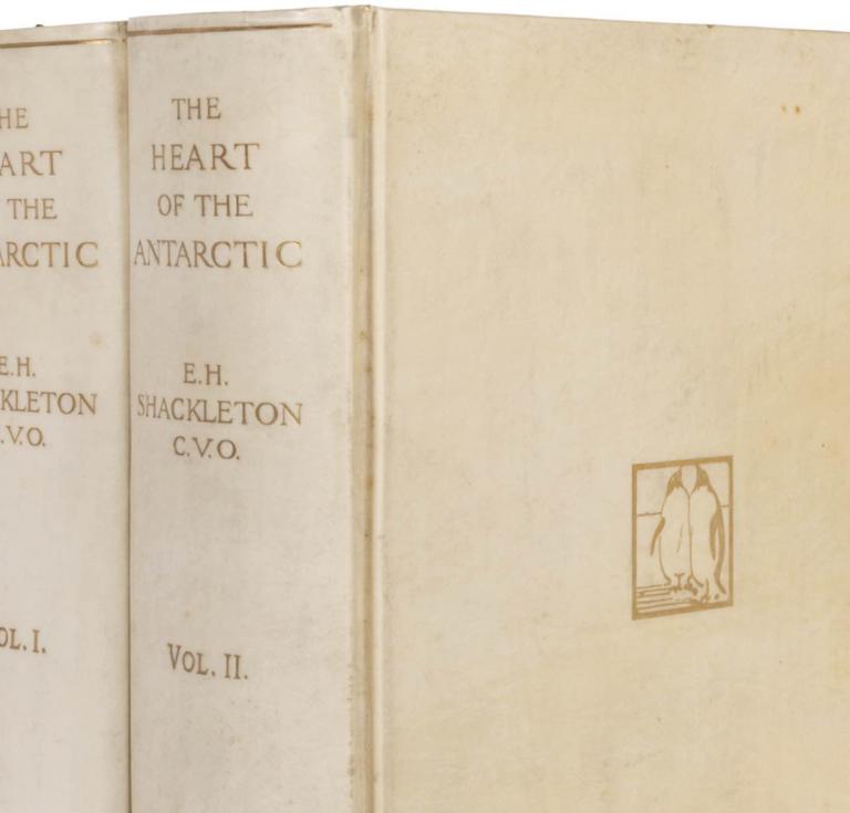 Lot #195, Ernest H. Shackleton's (1874-1922) The Heart of the Antarctic, Being the Story of the British Antarctic Expedition of 1907-1909 and The Antarctic Book. Winter Quarters 1907-1909, estimated at $20,000-30,000.
