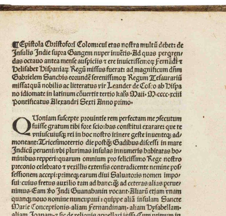Epistola de insulis nuper inventis, Christopher Columbus, 1493