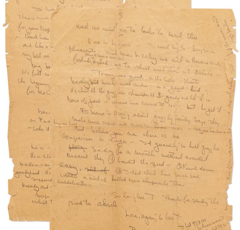 Hemingway's letter about grizzly bear hunting