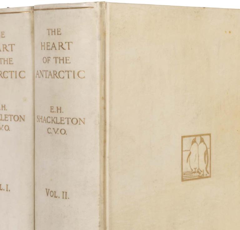 Lot #195, Ernest H. Shackleton's The Heart of the Antarctic, Being the Story of the British Antarctic Expedition of 1907-1909 and The Antarctic Book. Winter Quarters 1907-1909