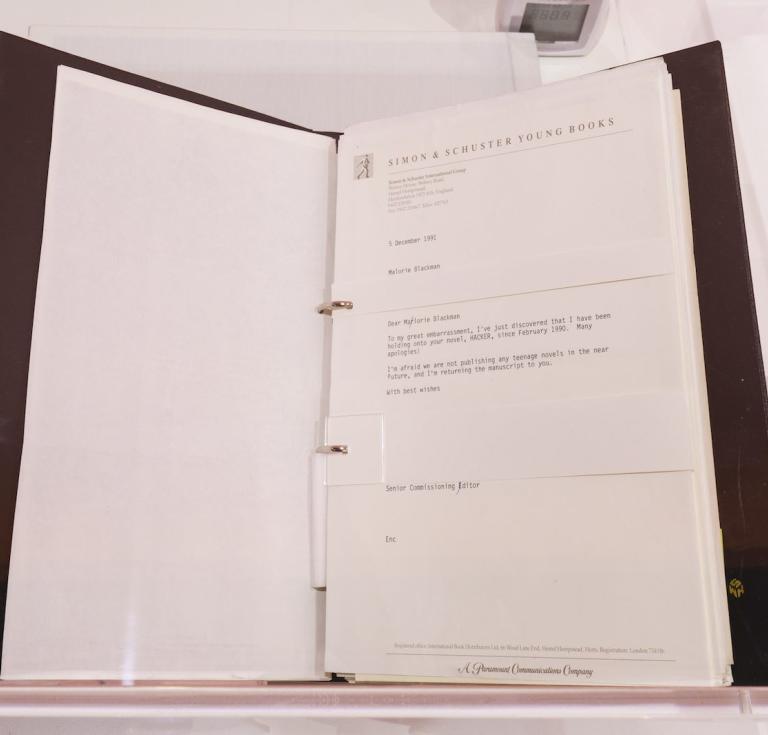Malorie Blackman's binder of rejection slips