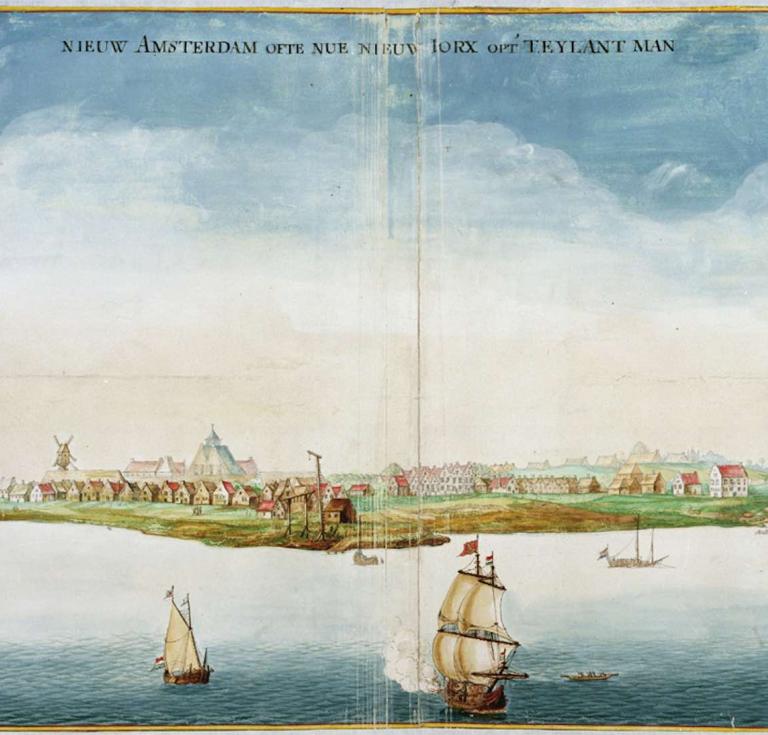 Johannes Vingboons (1616–1670), View of New Amsterdam, 1664, watercolor on paper