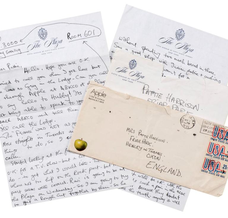 George Harrison, handwritten letter to Pattie Boyd, 1971, estimate £10,000 - £15,000