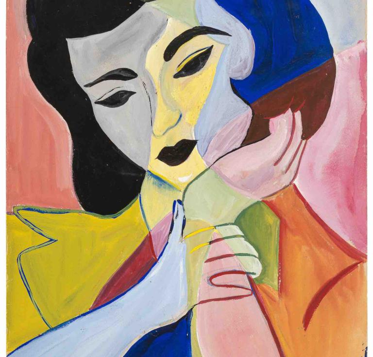 An original painting of a young woman created and signed by Plath at age 16. Before she settled firmly on poetry in college, she seriously considered majoring in art. $135,000.