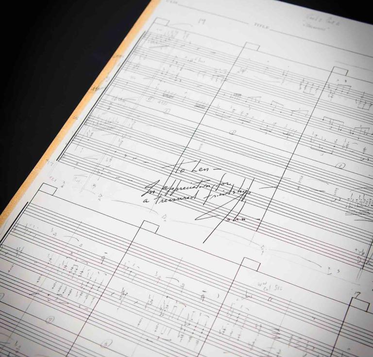 An original post-production music manuscript from composer John Williams containing the iconic Star Wars (Main Title) theme