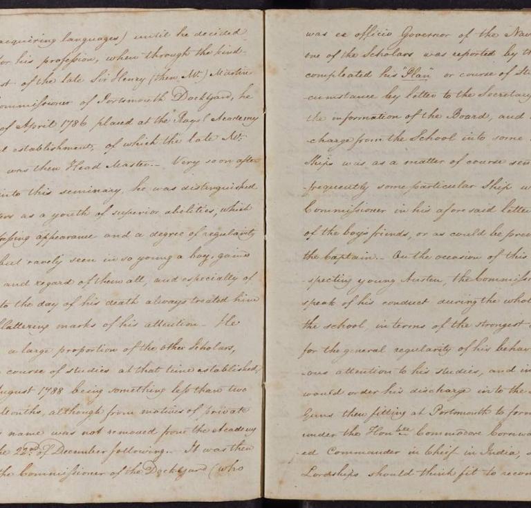 Pages from the unpublished manuscript biography of Francis Austen