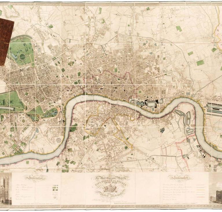 Large foldable map of London (1827)