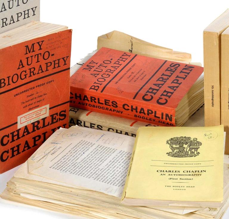 Charlie Chaplin, extensive archive relating to the publication of Charlie Chaplin’s autobiography, My Autobiography. Estimate: £30,000-50,000.