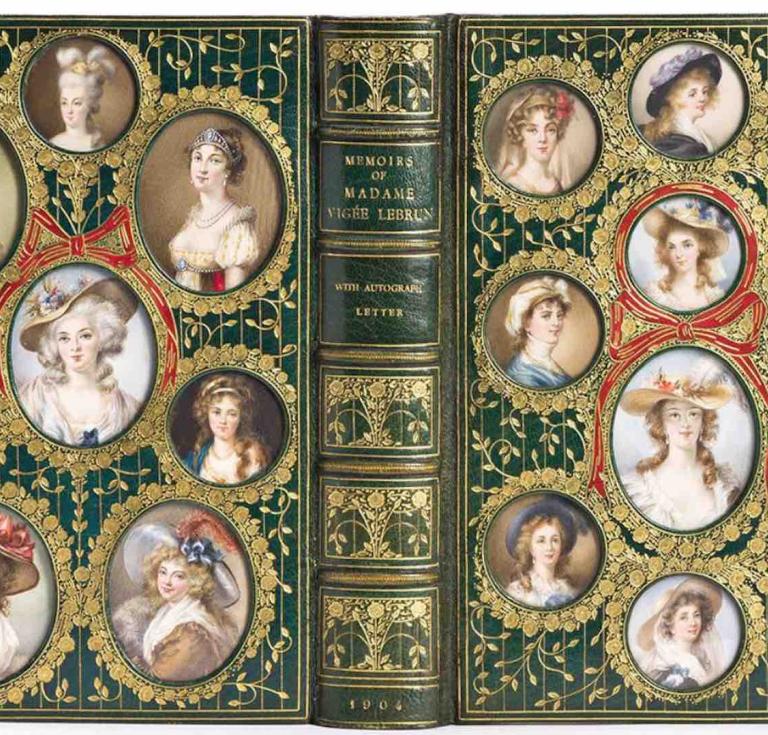 Élisabeth Vigée Le Brun, Memoirs of Madame Vigée Lebrun in a deluxe Cosway-style binding inset with 18 portrait miniatures. London: Grant Richards, 1904.