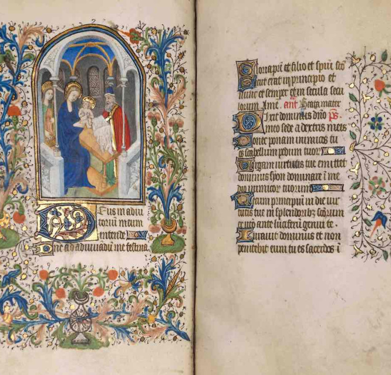 Book of Hours, France, Paris, close follower of the Boucicaut Master, 4 large miniatures.  Estimate $50,000 - $70,000.