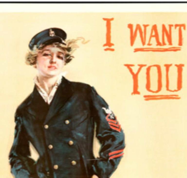 World War I Recruiting Poster (U.S. Navy, 1917), 26.5" X 40.5", I Want You for the Navy. The work of Howard Chandler Christy, war illustrator and creator of the famous 'Christy Girls'. 