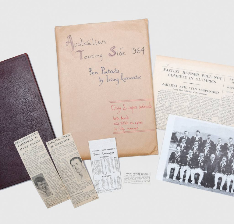 English cricket researcher Irving Rosenwater’s retained copy of Australian Touring Side 1964