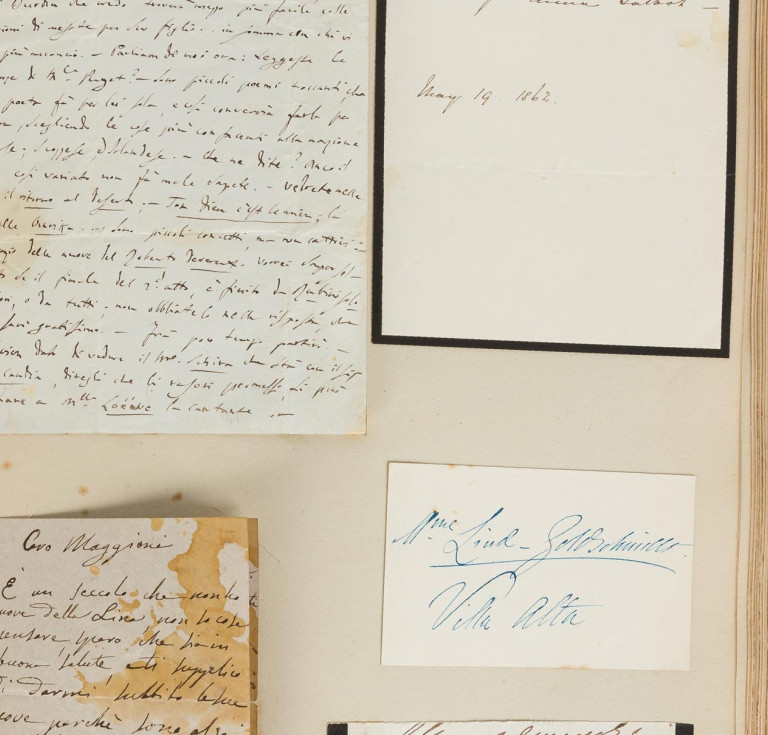 A page from the autograph album of Prime Minister Edward Stanley, 14th Earl of Derby