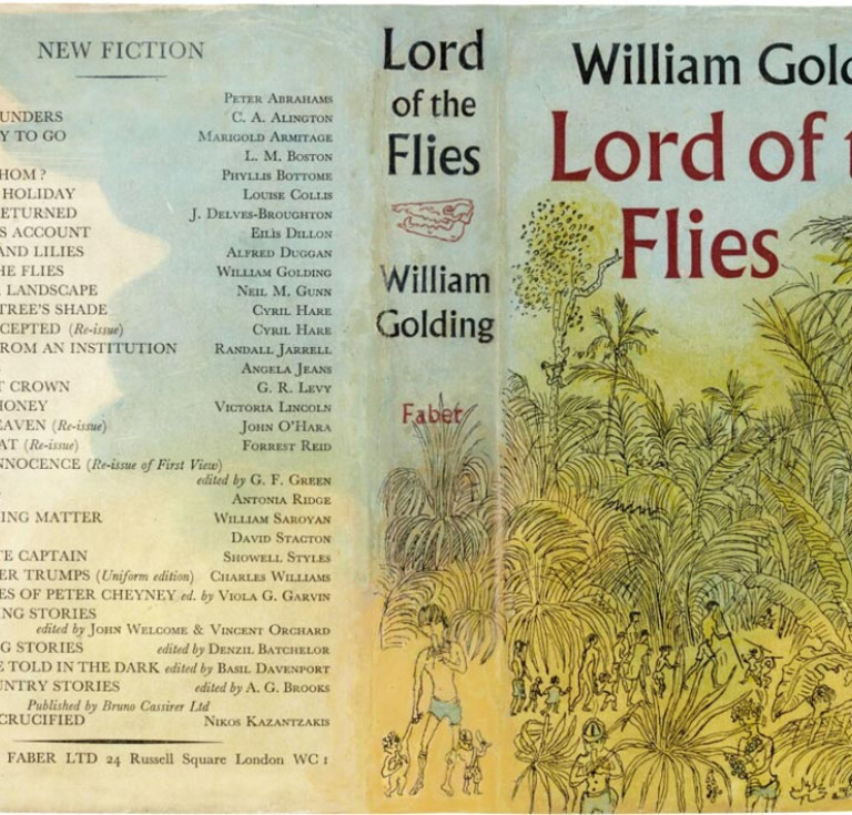 The 1954 cover of the first edition of Lord of the Flies, sold at Sotheby's in 2021 for £3,780
