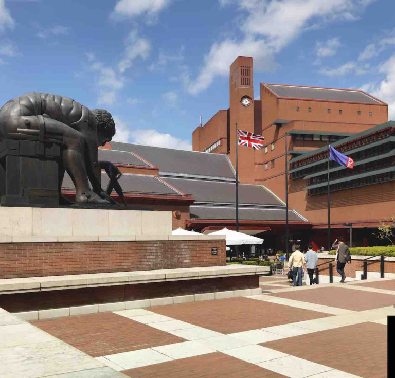 Landscape exterior of the British Library, St Pancras 