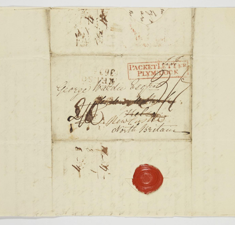 Letter from James Steuart, London, addressed for attention of John Grahame, March 14, 1668, partially removed by Macmillan who also erased the reference number he found on it.