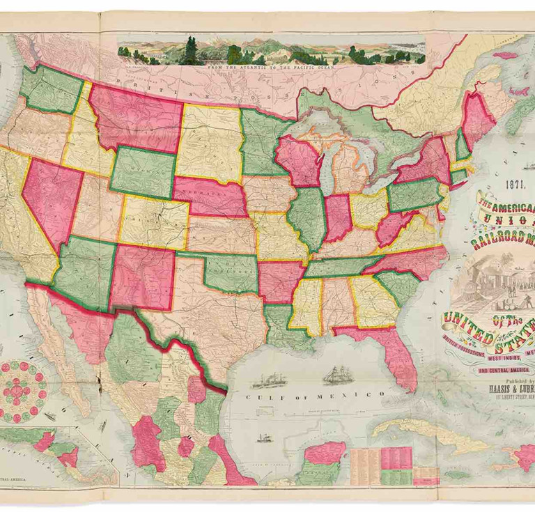 Haasis & Lubrecht's The American Union Railroad Map Of The United States, British Possessions, West Indies, Mexico, And Central America
