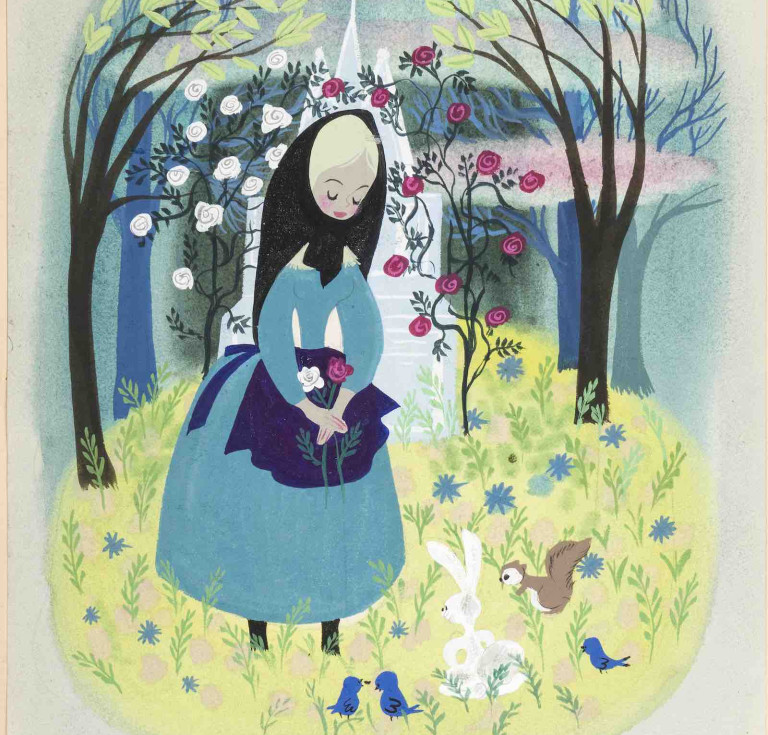 Mary Blair, Cinderella, Cinderella at parents' grave concept painting